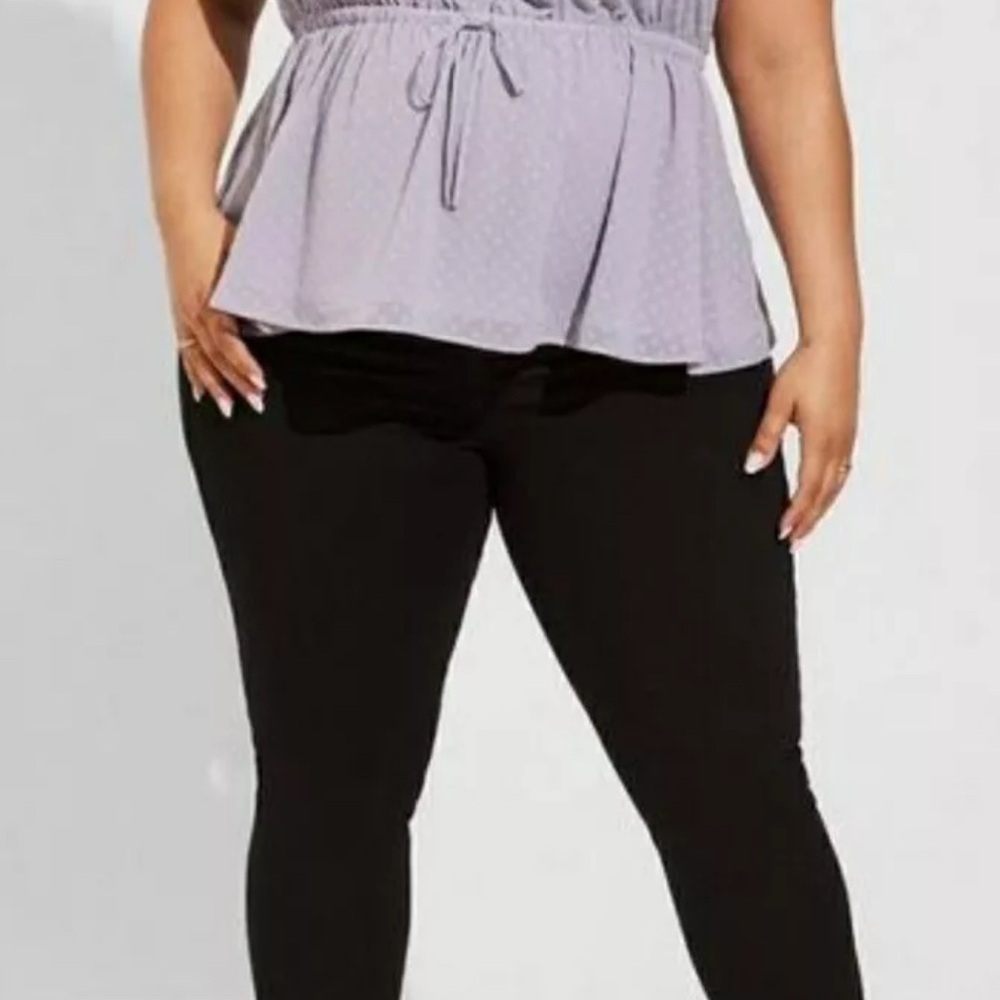 Torrid Gray Lilac Ruffle Front Chiffon Clip Dot Cami Blouse Plus Size 3X 3 22/24 - Picture 5 of 15